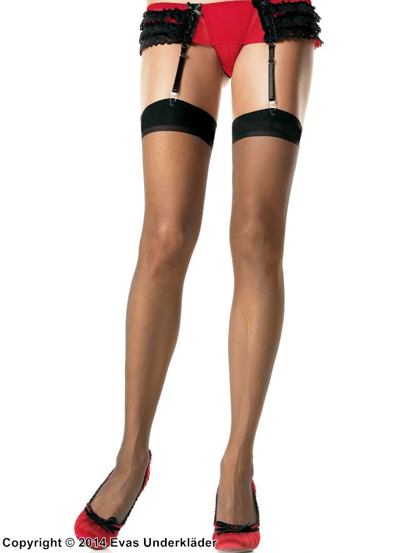 Klassiske stockings, uten søm bak, plus size